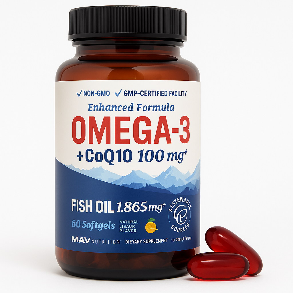 MAV Nutrition Omega-3 with CoQ10 Softgels - 60 Count