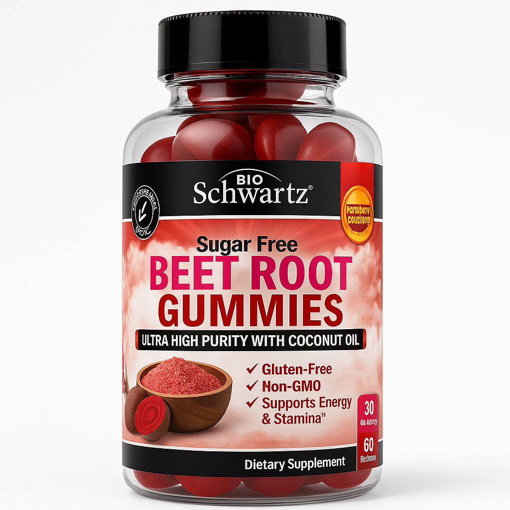 BioSchwartz Sugar Free Beet Root Gummies - Strawberry, 60 Count