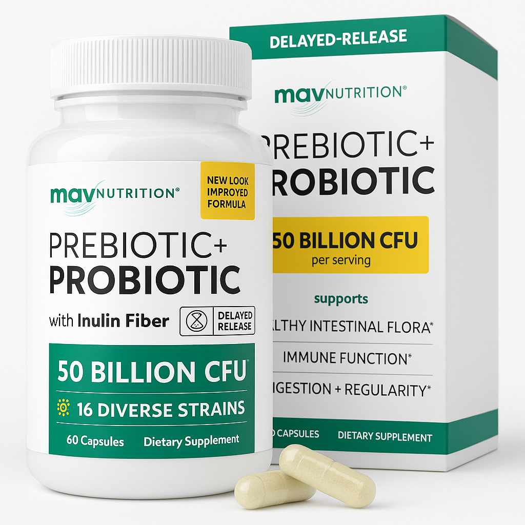 MAV Nutrition Prebiotics & Probiotics Capsule, 60 Count, 50B CFU