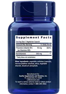 Life Extension Mega Benfotiamine Capsule, 250 Mg, 240 Capsules