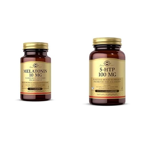 Solgar Sleep & Relaxation Bundle Melatonin 10 mg Tablets & 5-HTP 100 mg Capsules, 150