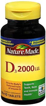 Nature Made Vitamin D3 2000 IU Softgels 200