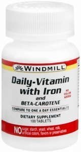 Windmill Daily Vitamin with Iron and Beta-Carotene Tablets, 100 Count
