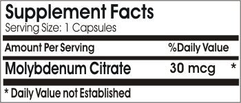 Naturetition Supplements Molybdenum Citrate 30mcg, 180 Capsules