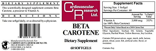 Cardiovascular Research Beta Carotene 3,000 mcg Softgels 60
