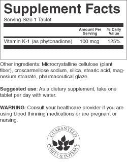 Swanson Vitamin K-1 100 mcg Tablets 100 Count