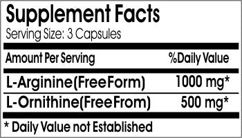 PureControl Supplements L-Arginine and L-Ornithine 1000mg/500mg, 100 Capsules