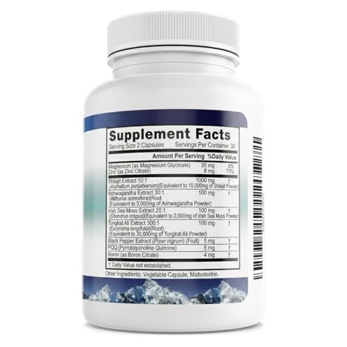 VITAMIZED Shilajit with Ashwagandha Supplement, Irish Sea Moss, Tongkat Ali, & More, 60 Capsules