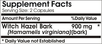 PureControl Supplements Witch Hazel Bark 900mg 180 Capsules