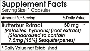 PureControl Supplements Butterbur Standardized Extract 50mg Capsules, 180 Capsules