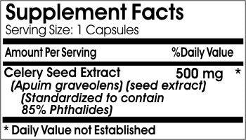 PureControl Supplements Celery Seed Standardized Extract 500mg Capsules, 180 Capsules