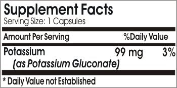 PureControl Supplements Chelated Potassium 99mg Capsules, 200 Capsules