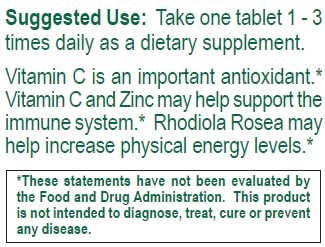 Dialyvite Hi C 600 Vitamin C 600 mg with Energy Booster Tablets, 100 Count