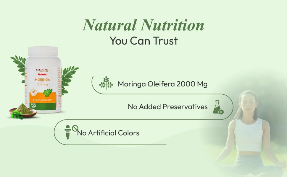Patanjali Nutrela Moringa 2000mg Tablets, 1 Count