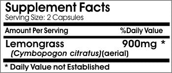PureControl Supplements Lemongrass 900mg Capsules, 180 Capsules