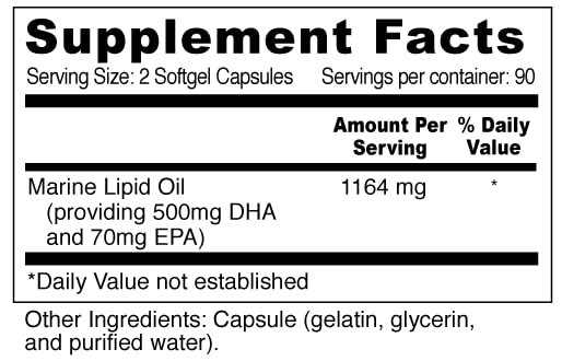 Wellness Resources Daily DHA - Highest Potency & Purity DHA Fish Oil in TG Form Softgels 180