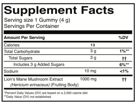 MYCOMedix Neuro-Cubes Lion’s Mane Mushroom Gummies, Focus & Memory Support Dietary Supplement, 60 Count
