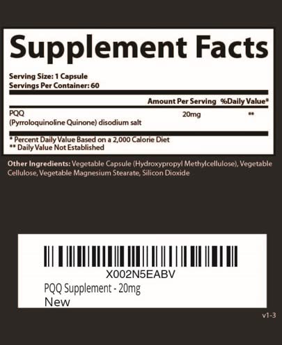 Research Labs Ultra High Purity 20mg PQQ, 120 Capsules