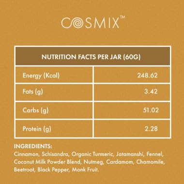 Cosmix Sleep Like A Baby Plant-Based Sleep Supplement with Jatamanshi & Turmeric Latte Powder, 2.12 oz