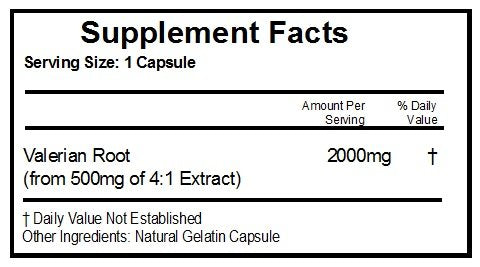 Naturetition Supplements Valerian Root 2000mg Capsules, 1 Count