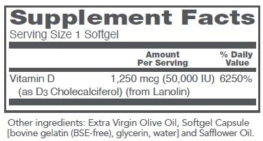 Protocol for Life Balance Vitamin D3 50,000 IU Softgel, 12 Count