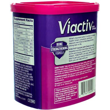 Viactiv Max Formula Calcium +Vitamin D3 Supplement for Bone Health Milk Chocolate Soft Chews 600