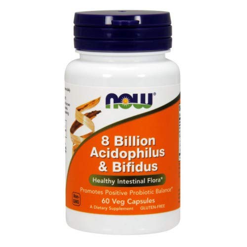 NOW Foods Acidophilus & Bifidus 8 Billion Capsules, 60 Capsules