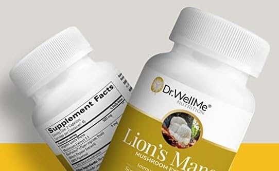 DR WELLME NUTRITION Organic Lion's Mane Mushroom Capsules, 90 Count
