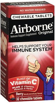 Airborne Very Berry Chewable Tablets, 1000 mg Vitamin C, Immune Support, Pack of 3