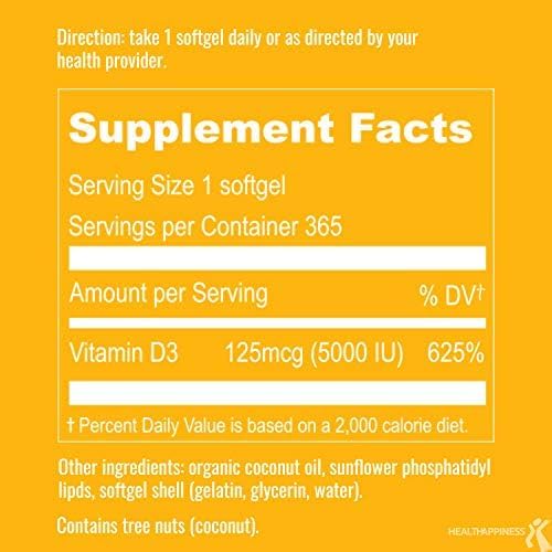 UpNourish Liposomal Vitamin D 5000 IU Vitamin D3, 730 Softgels