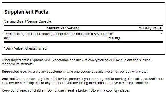 Swanson Arjuna 500 Milligrams Capsules 60 Capsules