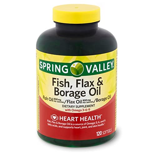 Spring Valley Fish, Flaxseed, Borage Oil, Omega 3, 6, 9 Softgels 120