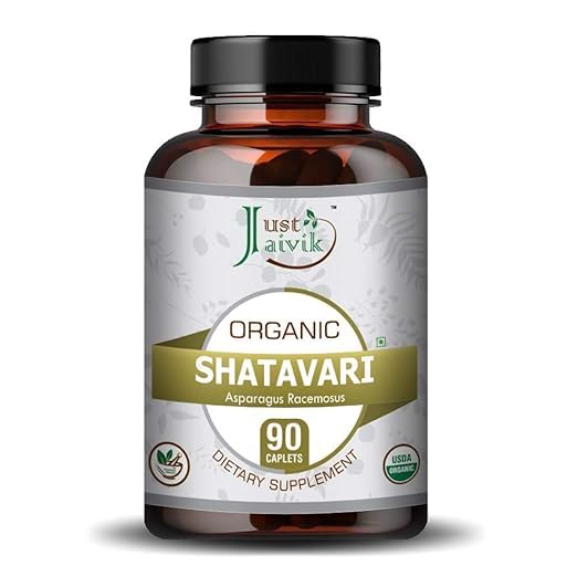 Just Jaivik Organic Shatavari 750 mg, 90 Tablets