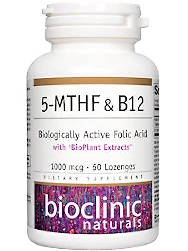 Bioclinic Naturals 5-MTHF & B12 Biologically Active Folic Acid Lozenges, 60
