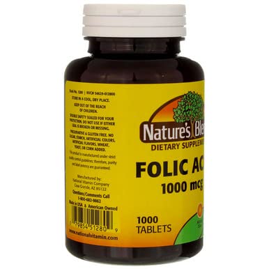 Nature's Blend Folic Acid 1000 mcg, 3000 Tablets