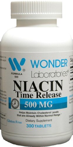 Wonder Laboratories Niacin (Vitamin B3) 500 mg Time Release Tablet, 300 Tablets