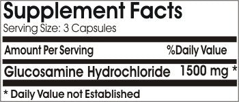 PureControl Supplements Glucosamine Hydrochloride 1500mg Capsules, 100 Capsules