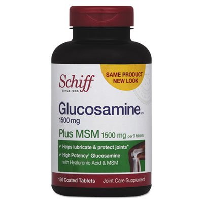 Schiff Glucosamine 1500mg Plus MSM and Hyaluronic Acid Joint Supplement Tablets, 12 Count