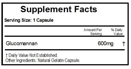 PureControl Supplements Glucomannan 600mg Konjac Root Fiber, 90 Capsules