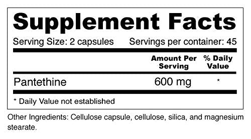Wellness Resources Pantethine - Active Vitamin B5 Capsules, 90 Capsules