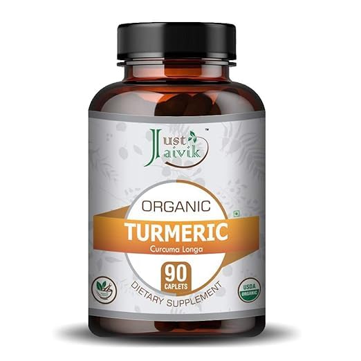 Just Jaivik Organic Turmeric 750 mg Tablets, 90 Count