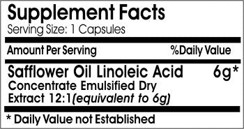 PureControl Supplements Safflower Oil Linoleic Acid 6g, 100 Capsules