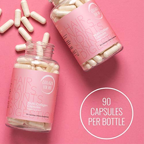 Collagen For Her Multi Collagen Capsules for Women (Types I, II, III, V, X) Hydrolyzed Collagen Peptides, Vitamin Supplement for Hair, Skin, Nails, and Joint Support, 90 Capsules