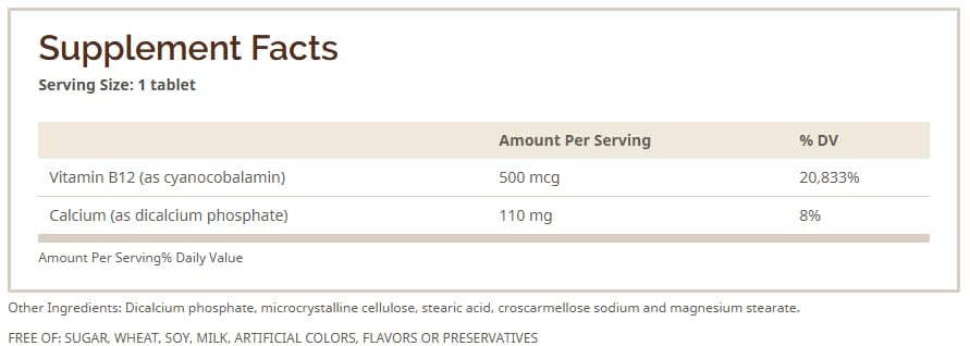 Windmill Vitamin B-12 500 mcg Tablet, 60 Tablets