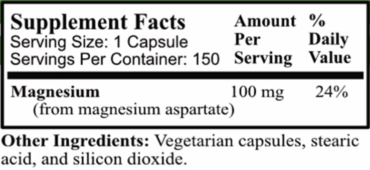 Daily Manufacturing Magnesium (100 mg from Magnesium Aspartate) Capsules, 150 Count
