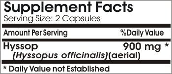 Naturetition Supplements Hyssop 900mg Capsules, 180 Capsules