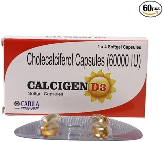Generic Cholecalciferol (Vitamin D3) 60000 IU Capsules 40 Count