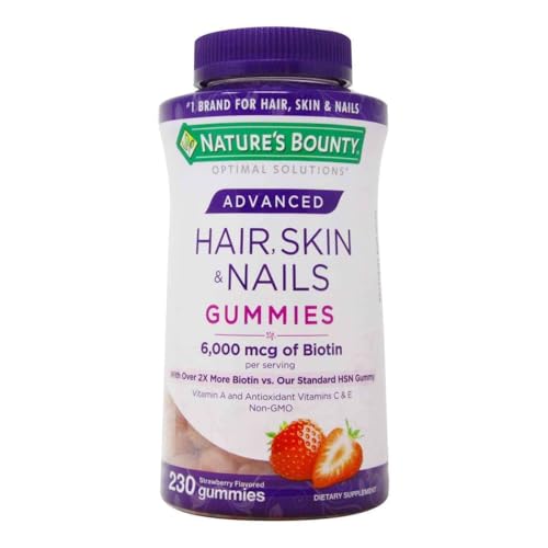 Nature's Bounty Hair, Skin & Nails Rapid Gummies, Argan-Infused Vitamin Supplement with Biotin, Gummy, 230 Count