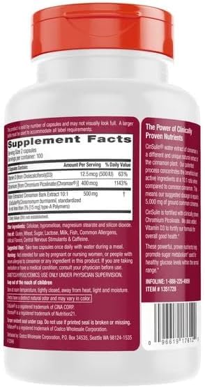 Adventure Home Cinssulin Cinnamon Chromium Picolinate Vitamin D3 200 Capsules