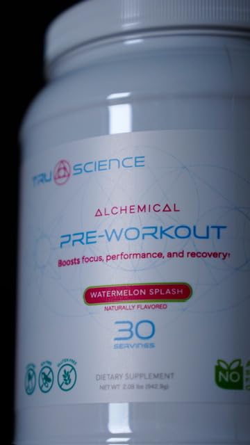 Tru Science Alchemical Pre-Workout Supplement Watermelon Splash Powder, 30 Servings